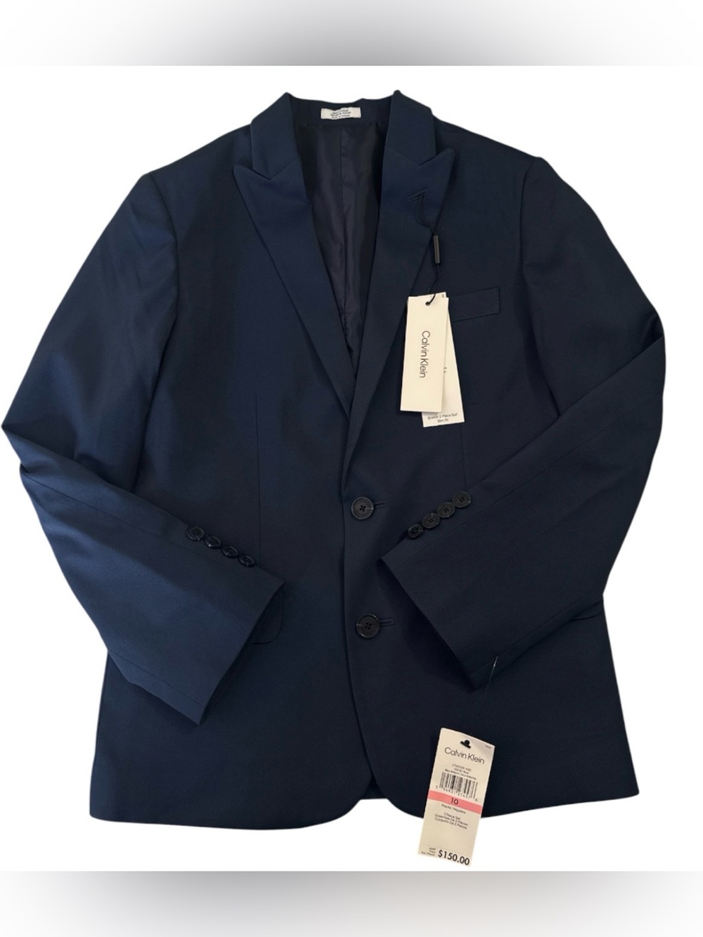 Calvin Klein Boy Navy Two-Button Suit Jacket & Trousers size 10 - Picture 4 of 7